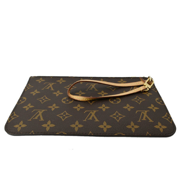 LOUIS VUITTON Neverfull Monogram Canvas Pochette Wristlet Pouch Brown