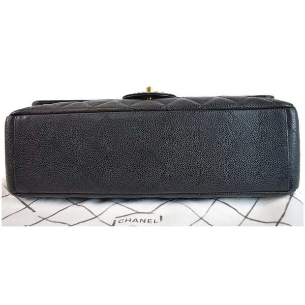 CHANEL Maxi Double Flap Caviar Leather Shoulder Bag Black