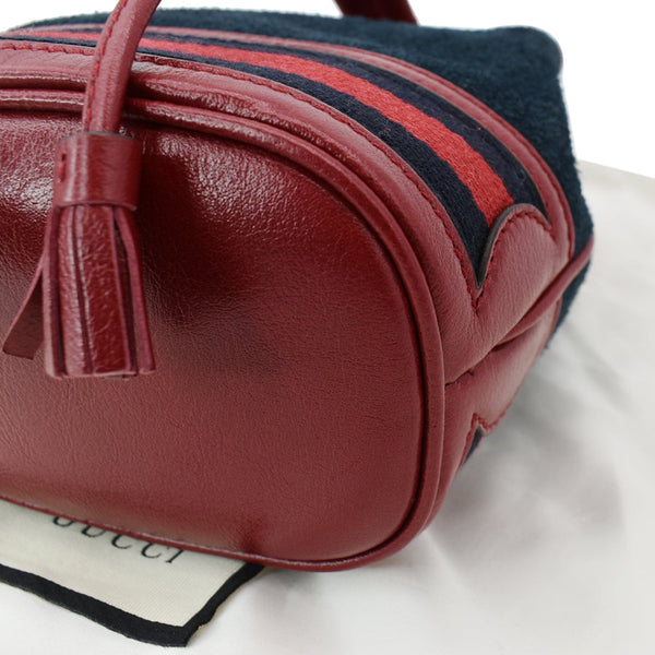 GUCCI Ophidia Mini Leather Trimmed Suede Bucket Bag Blue 550620