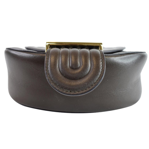 SALVATORE FERRAGAMO Rosette Leather Chain Crossbody Bag Chocolate Brown - Final Sale