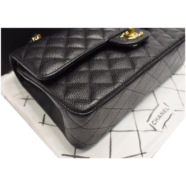 CHANEL Medium Double Flap CC Caviar Leather Shoulder Bag Black