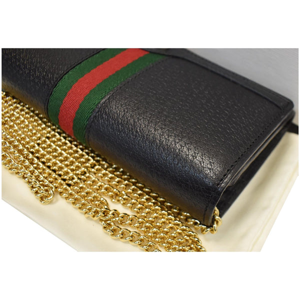 GUCCI Ophidia GG Web Leather Wallet On Chain Bag Black 546592