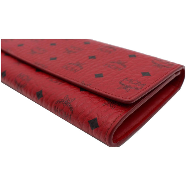 MCM Visetos Large Monogram Coated Canvas Wallet Red
