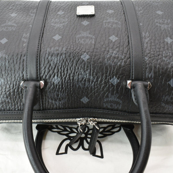 MCM Visetos Canvas Boston Bag Black