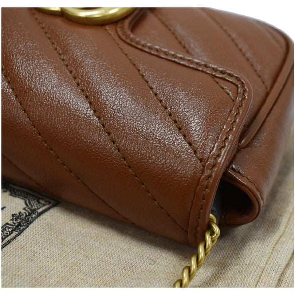 GUCCI GG Marmont Super Mini Matelasse Leather Crossbody Bag Brown 476433