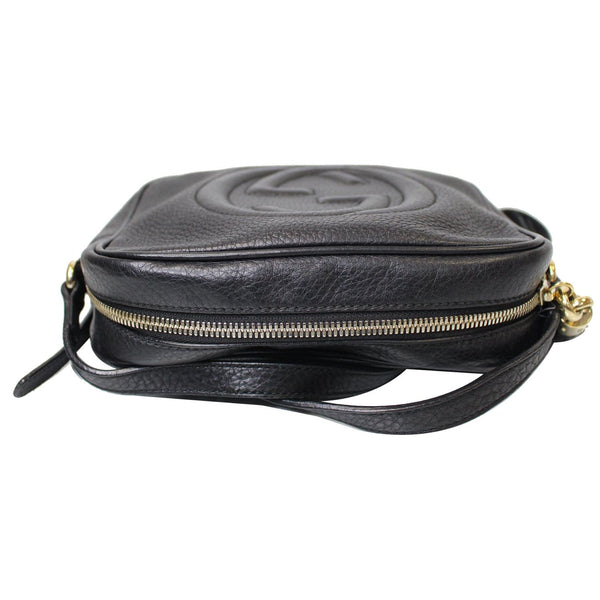 GUCCI Soho Disco Pebbled Leather Small Crossbody Bag Black 308364