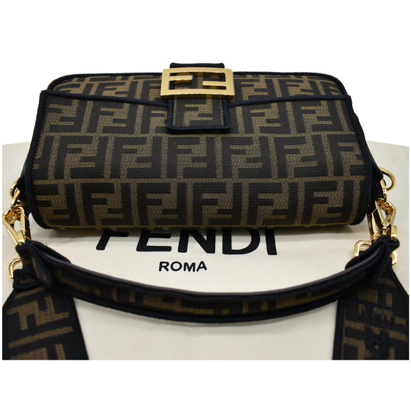 FENDI Mini Baguette Zucca Canvas Shoulder Bag Brown