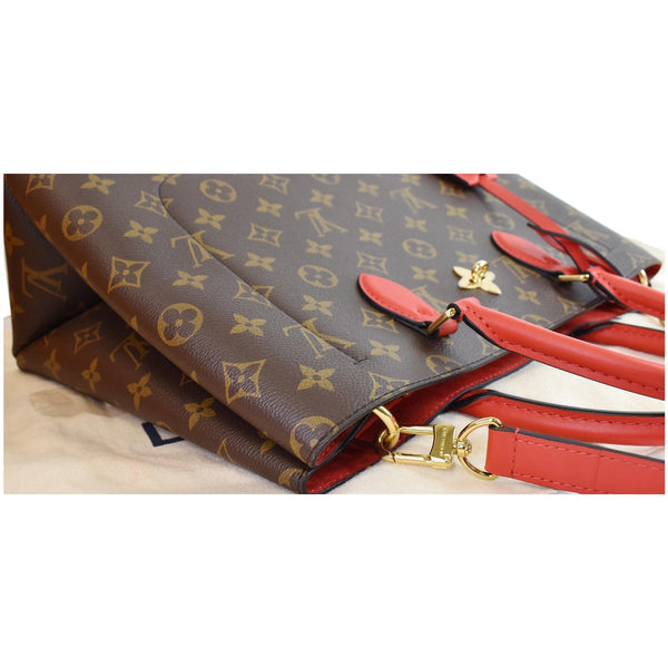 LOUIS VUITTON Flower Monogram Canvas Tote Bag Brown/Red