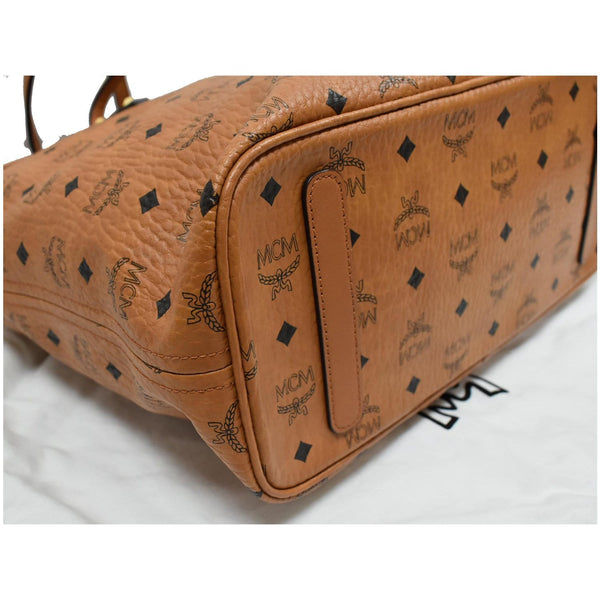 MCM Medium Anya Top Zip Visetos Canvas Shopper Tote Bag Cognac