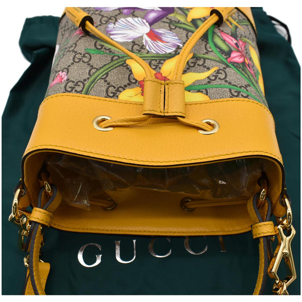 Gucci Ophidia Flora Small GG Canvas Bucket Bag Yellow
