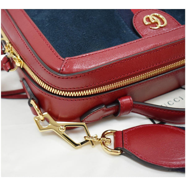GUCCI Ophidia GG Small Web Suede Leather Top Handle Shoulder Bag Red 550622