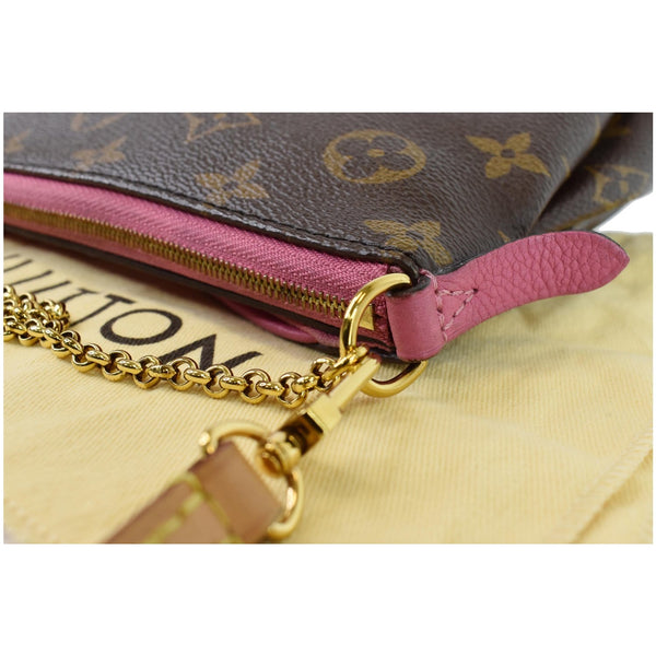 LOUIS VUITTON Pallas Clutch Monogram Canvas Crossbody Bag Brown