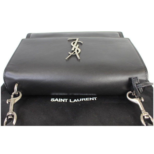 YVES SAINT LAURENT Monogram Sunset Medium Braided Shoulder Bag Black