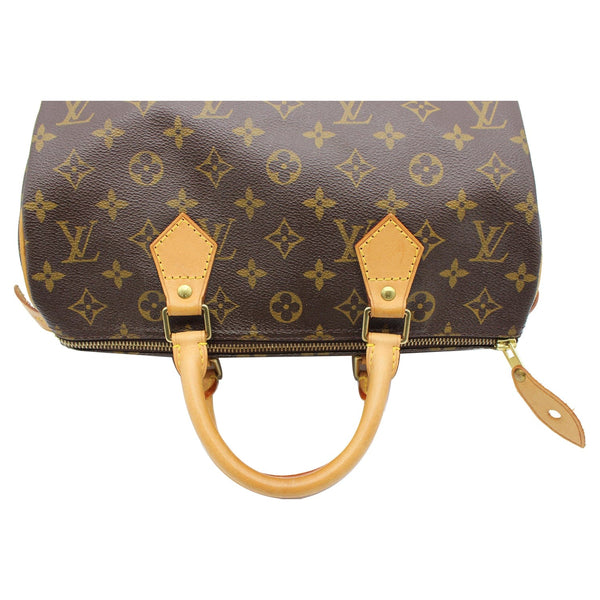 LOUIS VUITTON Speedy 30 Monogram Canvas Satchel Bag Brown