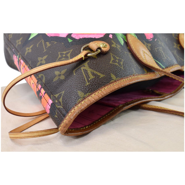 Louis Vuitton Neverfull MM Roses Monogram Canvas Bag upper part corner