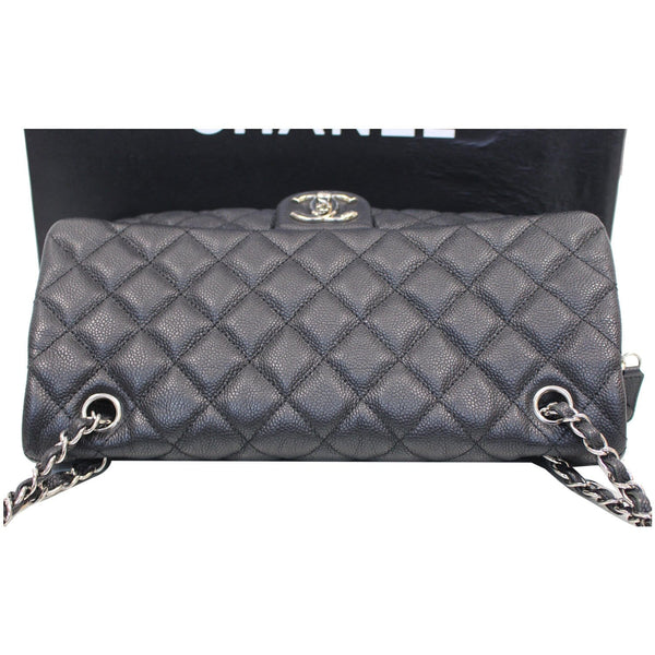 CHANEL Medium Flap Caviar Leather Shoulder Bag Black