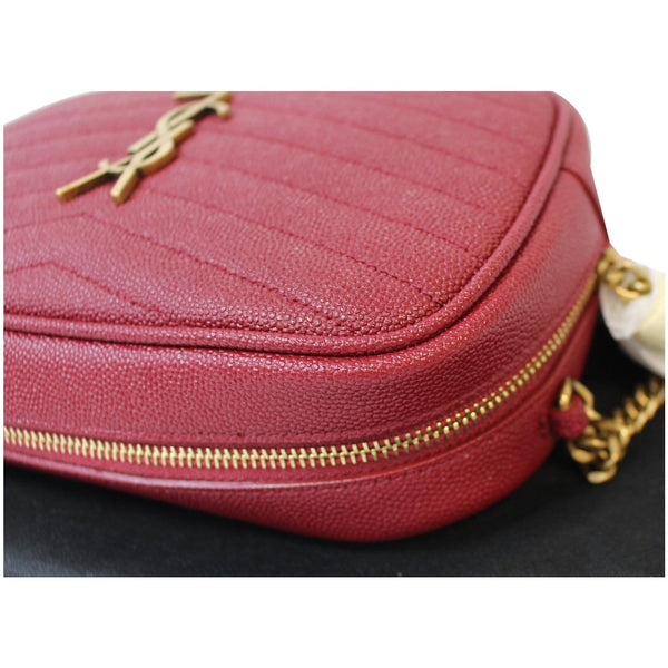 YVES SAINT LAURENT Mini Lou Grain De Poudre Camera Bag Red