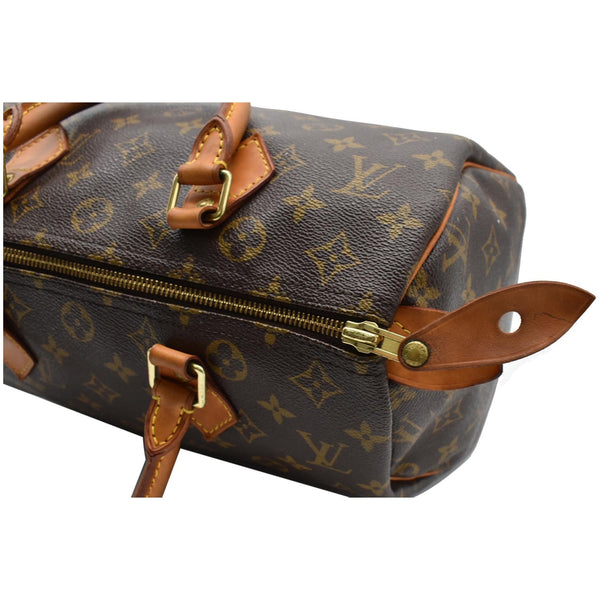 LOUIS VUITTON Speedy 30 Monogram Canvas Satchel Bag Brown