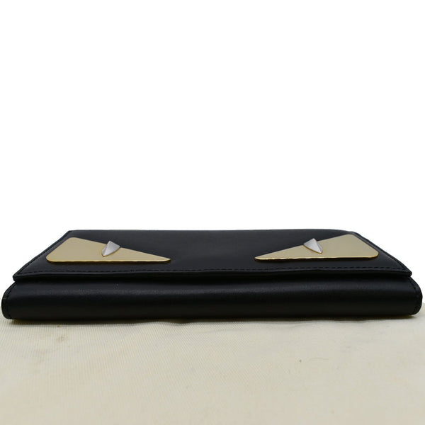 FENDI Monster Eyes Continental Smooth Leather Wallet Black