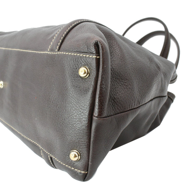 GUCCI Britt Leather Tote Bag Dark Brown 162094