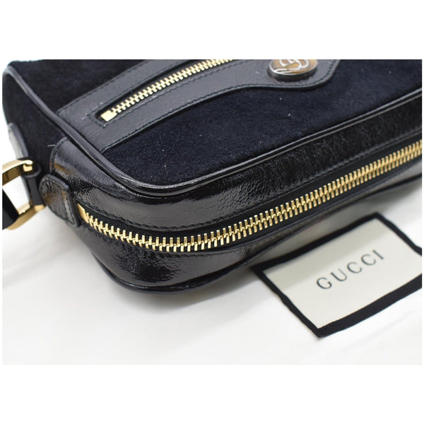 GUCCI Ophidia Mini Web Suede Leather Crossbody Bag Black 517350