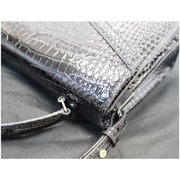 YVES SAINT LAURENT Cassandra Top Handle Embossed Shoulder Bag Black