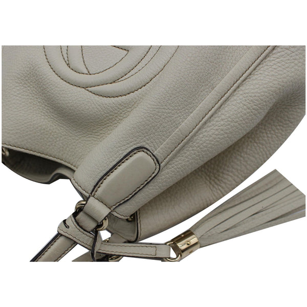 GUCCI Soho Small Pebbled Leather Shoulder Bag White 336751
