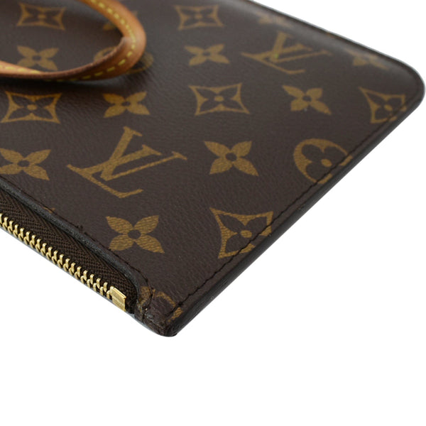 LOUIS VUITTON Neverfull MM Monogram Canvas Pochette Wristlet Pouch Brown