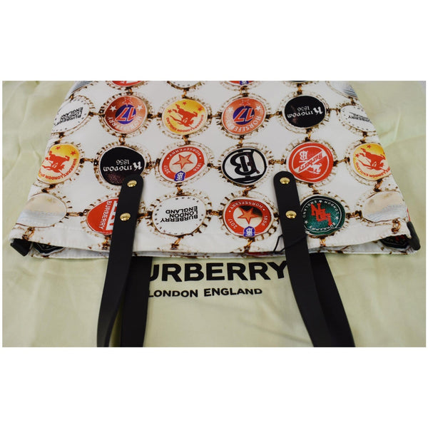 BURBERRY Flat Printed Large Nylon Tote Bag White Multi - 20% OFF