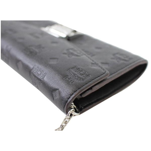 MCM Patricia Monogram Leather Crossbody Chain Wallet Black