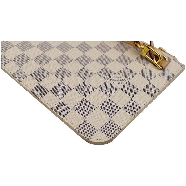 LOUIS VUITTON Neverfull MM Damier Azur Pochette Wristlet Pouch Rose Ballerine
