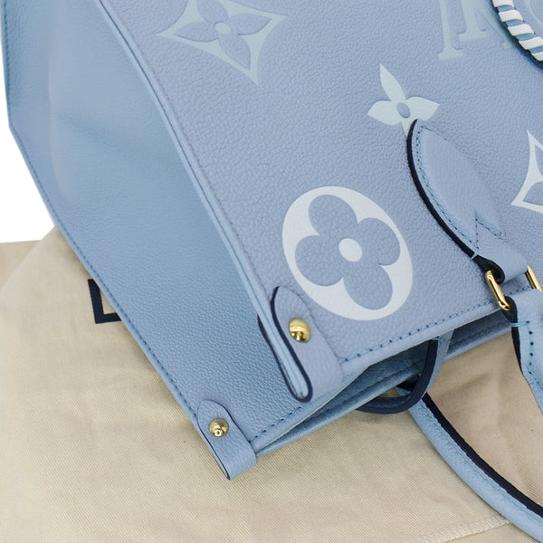 LOUIS VUITTON Onthego MM Giant Monogram Empreinte Tote Shoulder Bag Blue