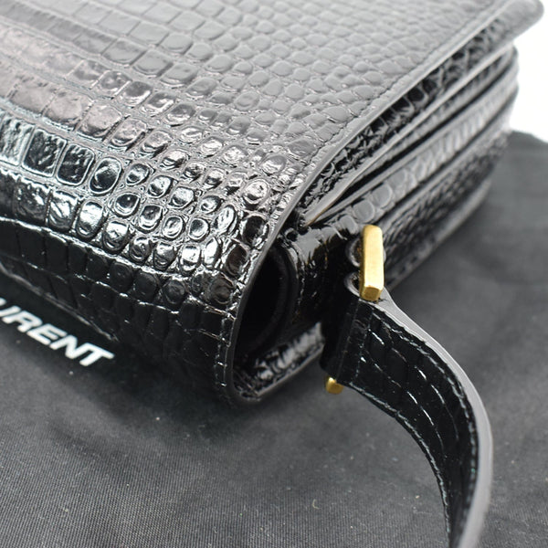 YVES SAINT LAURENT New Besace Embossed Leather Crossbody Bag Black