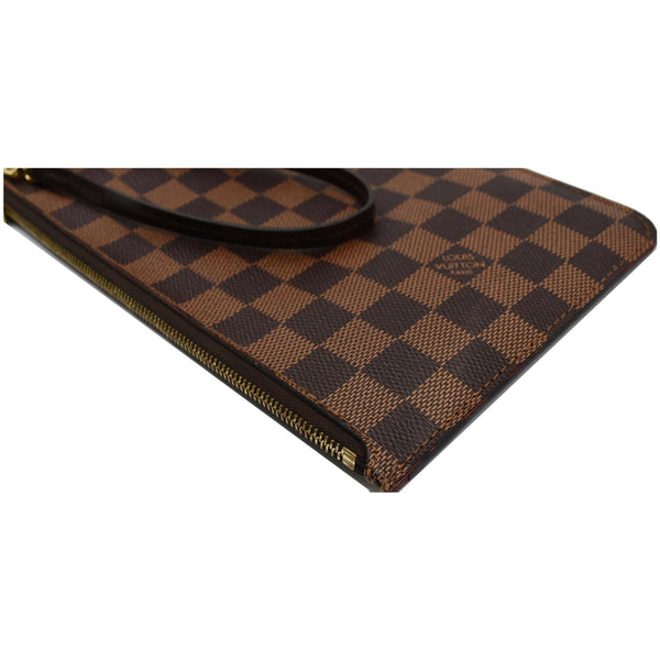 LOUIS VUITTON Neverfull MM Damier Ebene Pochette Wristlet Pouch Brown
