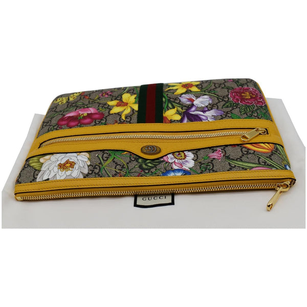 GUCCI Large Ophidia Flora GG Monogram Leather Pouch Clutch Bag Multicolor 517551