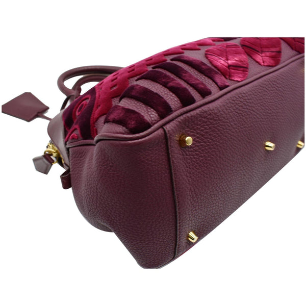 BURBERRY Milverton Large Calfskin Velvet Satchel Bag Burgundy