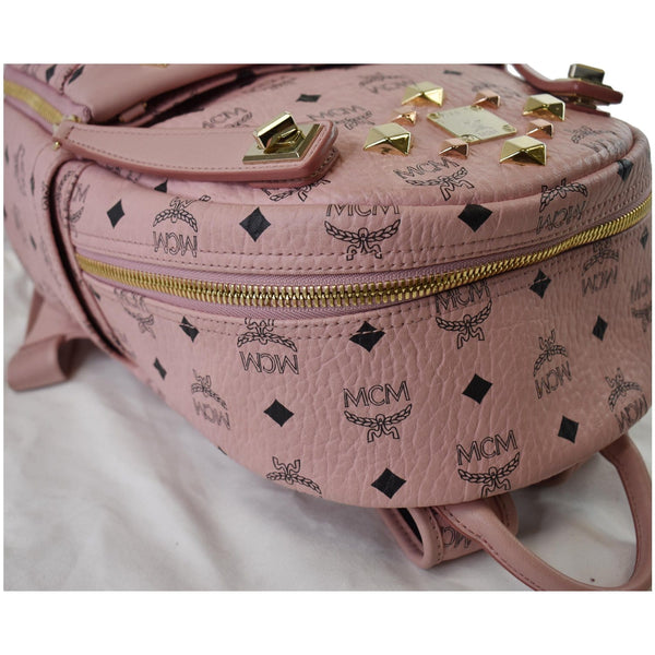 MCM Small Dual Stark Visetos Coated Canvas Backpack Bag Soft Pink