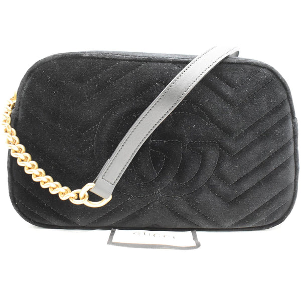 GUCCI GG Marmont Small Velvet Matelasse Crossbody Bag Black 447632
