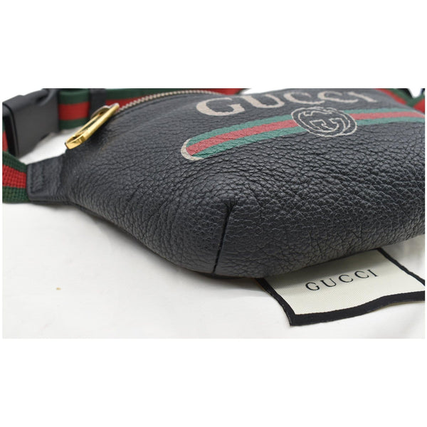 Gucci Print Small Leather Belt Waist Bum Bag - Black