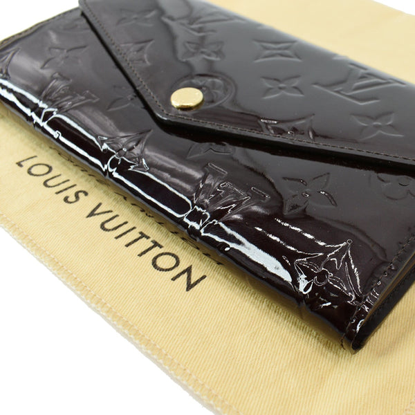 LOUIS VUITTON Sarah Monogram Vernis Leather Wallet Amarante
