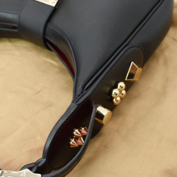 CHRISTIAN LOUBOUTIN Carasky Small Leather Hobo Bag Black