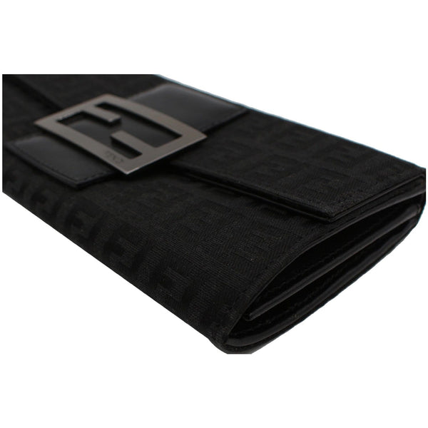FENDI Zucchino Monogram Canvas Long Bi-Fold Wallet Black
