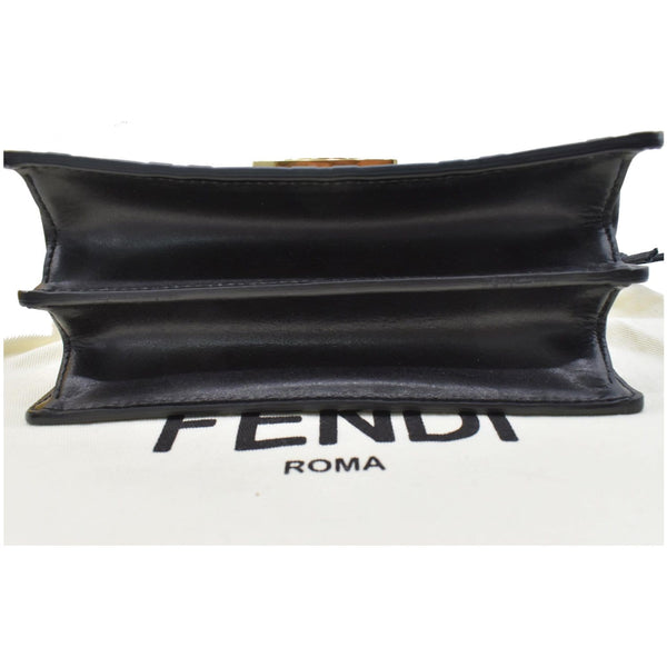 FENDI Kan U Small Embossed Leather Crossbody Bag Brown