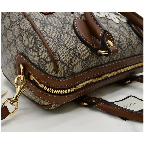 GUCCI Blind for Love Embroidered GG Supreme Canvas Boston Bag Maple Brown 409529