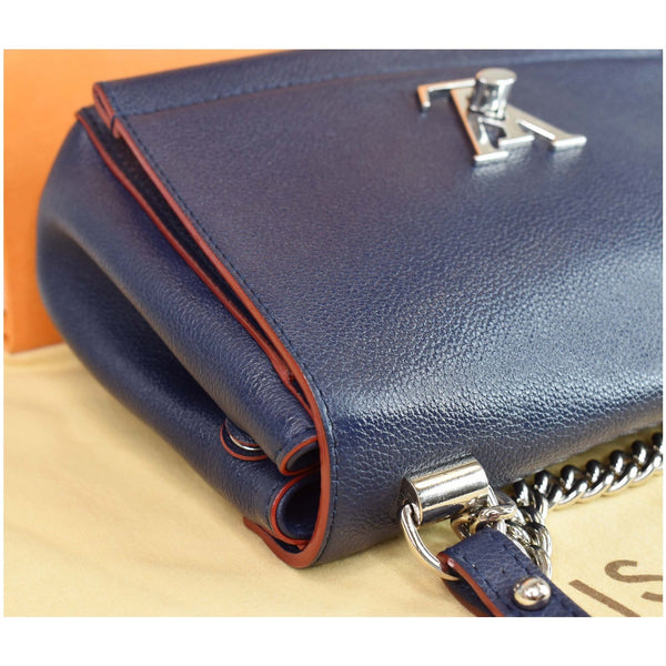 LOUIS VUITTON Lockme II BB Pebbled Leather Shoulder Bag Blue