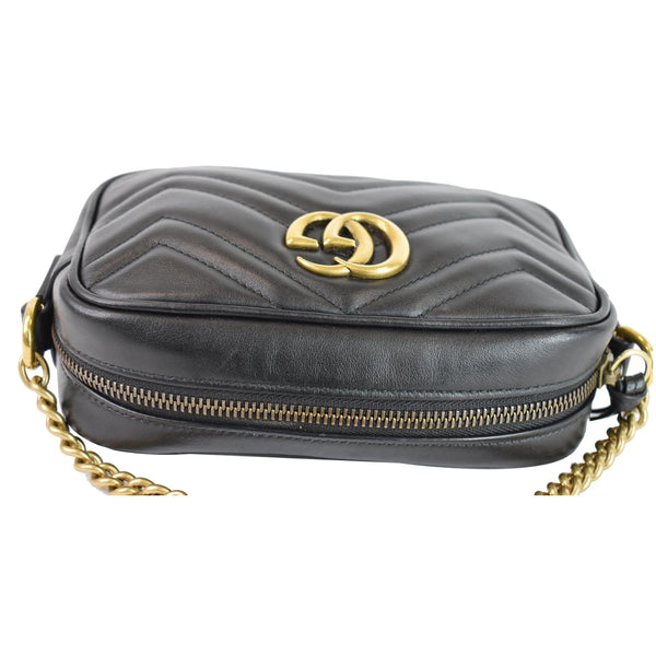 GUCCI GG Marmont Matelasse Mini Leather Crossbody Bag Black 448065