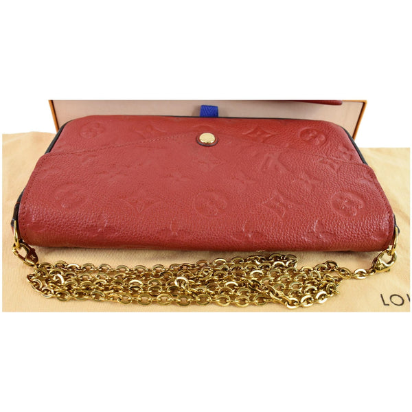 LOUIS VUITTON Pochette Felicie Empreinte Leather Crossbody Bag Red