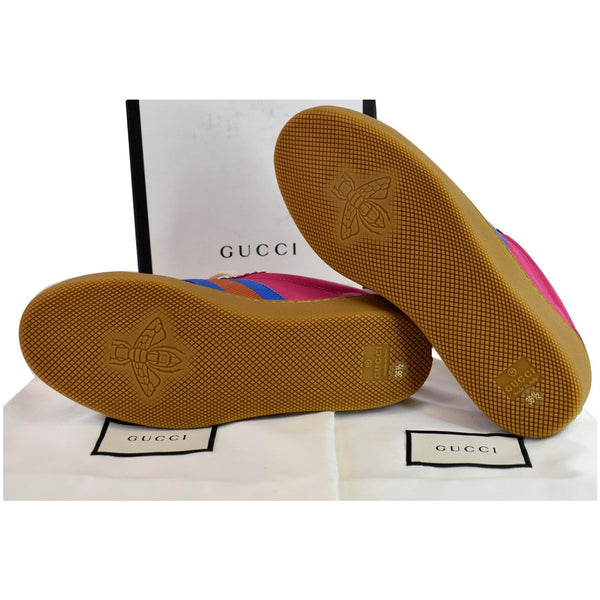 Gucci Web GG Bee Low Top Suede Sneakers bottom