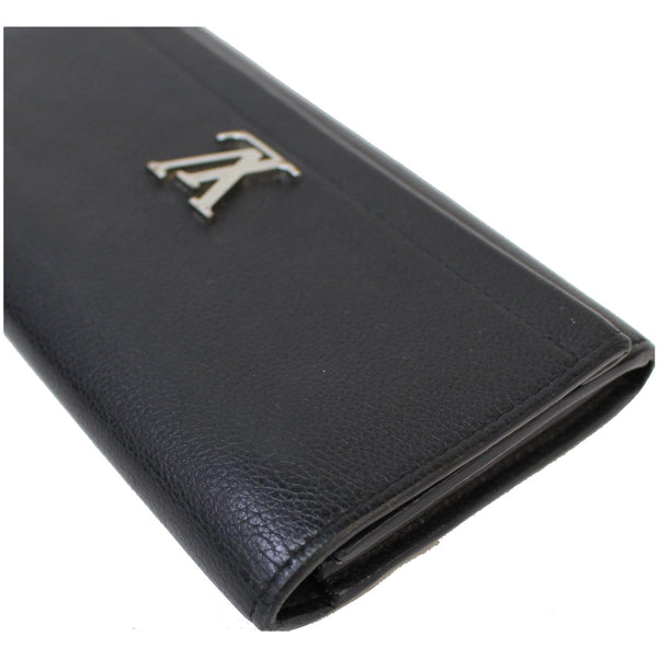 LOUIS VUITTON Lockme II Calfskin Leather Wallet Black