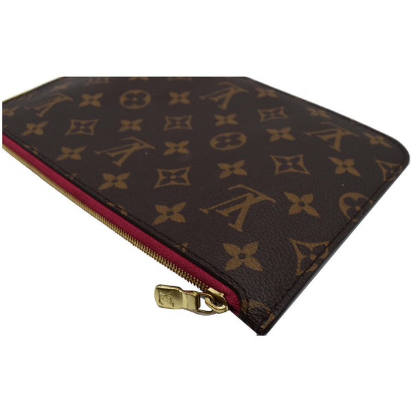 LOUIS VUITTON Neverfull MM Monogram Canvas Pochette Wristlet Pouch Brown